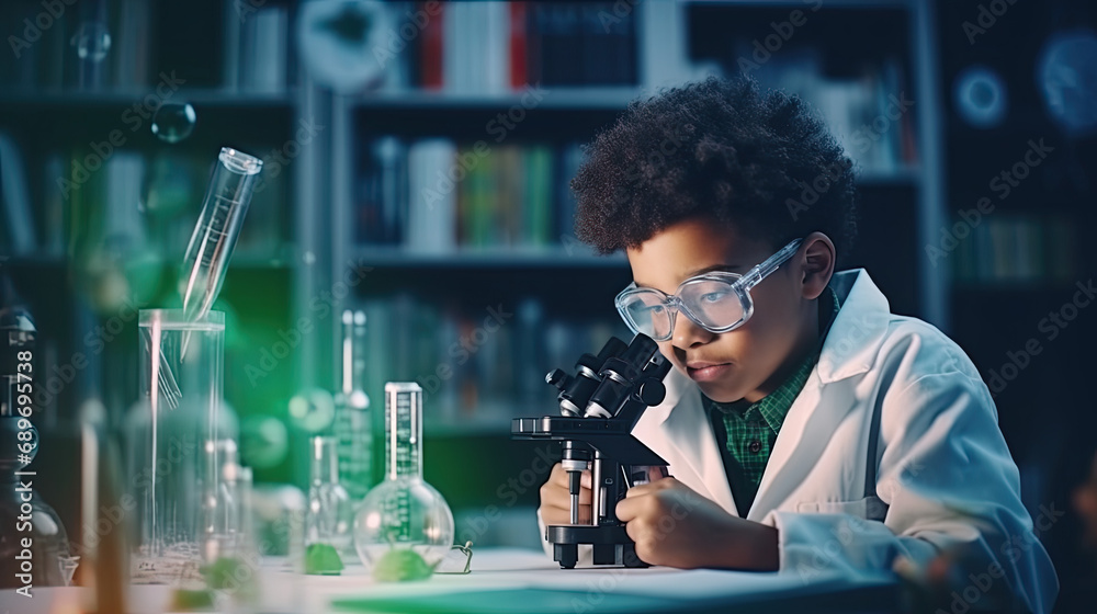 A little boy who dreams of being a scientist is doing a science experiment. A little boy who dreams of being a scientist is doing a science experiment.