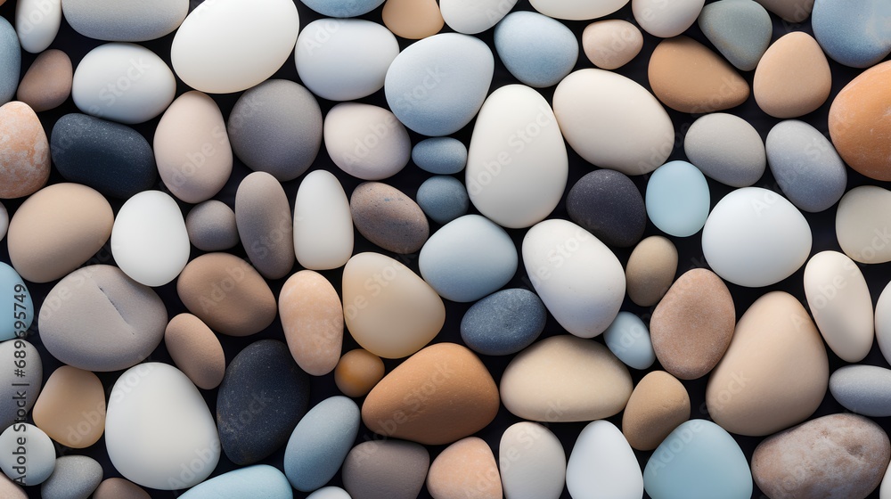 A highresolution image showcasing a serene background of smooth, rounded pebbles in soft, pastel hues, embodying a minimalist and aesthetic concept perfect for calm and soothing designs. A highresolution image showcasing a serene background of smooth, rounded pebbles in soft, pastel hues, embodying a minimalist and aesthetic concept perfect for calm and soothing designs.