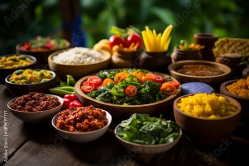 A wholesome display of Ital food, embodying the Rastafarian principles of respect for nature and vitality photo