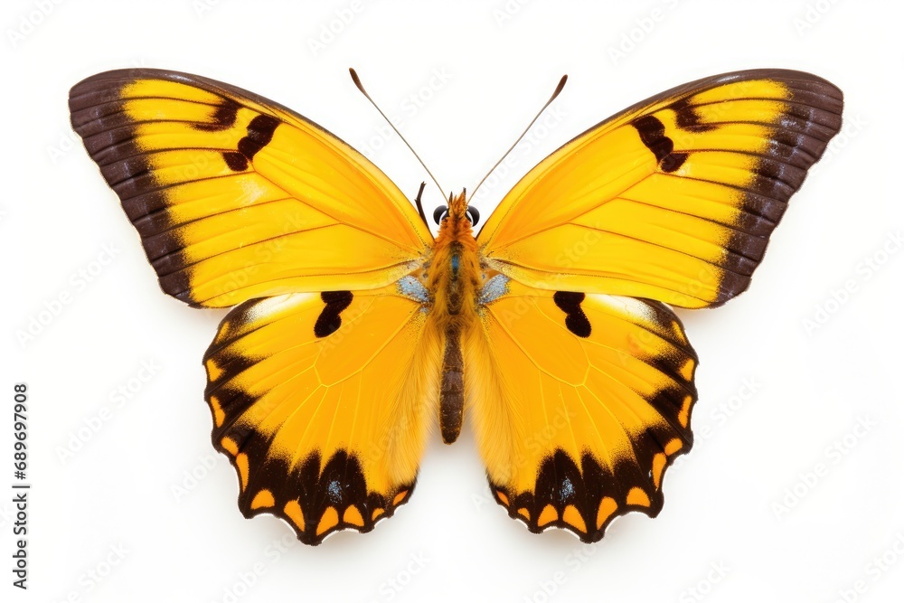 Fototapeta premium A yellow and black butterfly on a white background