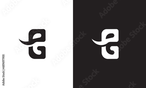 letter e g elephant logo, simple unique vector photo