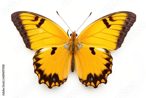 A yellow and black butterfly on a white background © pham