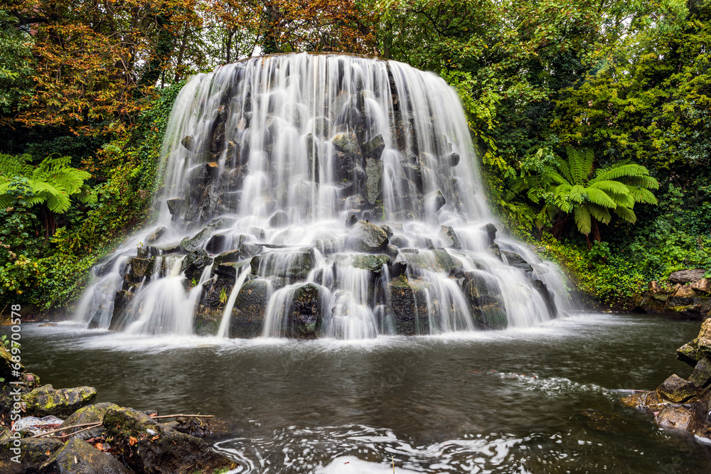 The Waterfall in Iveagh Gardens designed in mid-19th century by Ninian Niven, Dublin, Ireland
