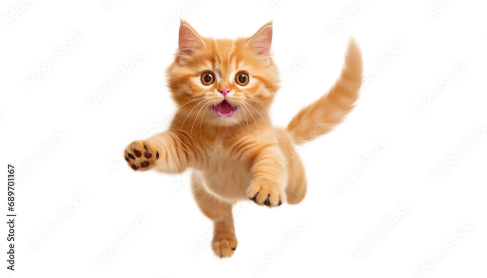Fototapeta premium cute cat play isolated on transparent background cutout