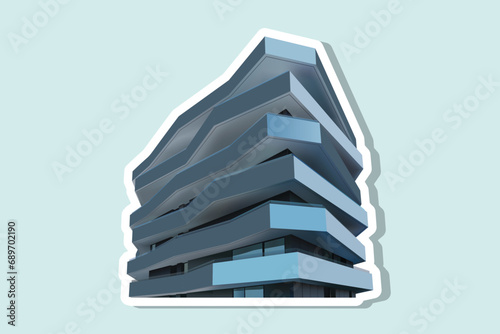 House Building Sticker vector illustration. Building and landmark object icon concept. Beautiful minimalist home front view with roof sticker design logo with shadow.
