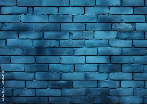 Front view blue brick wall background texture