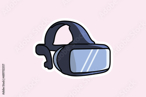 Virtual Reality Headset Glasses Sticker vector illustration. Technology object icon concept. Virtual Glasses for smartphone sticker vector design with shadow.