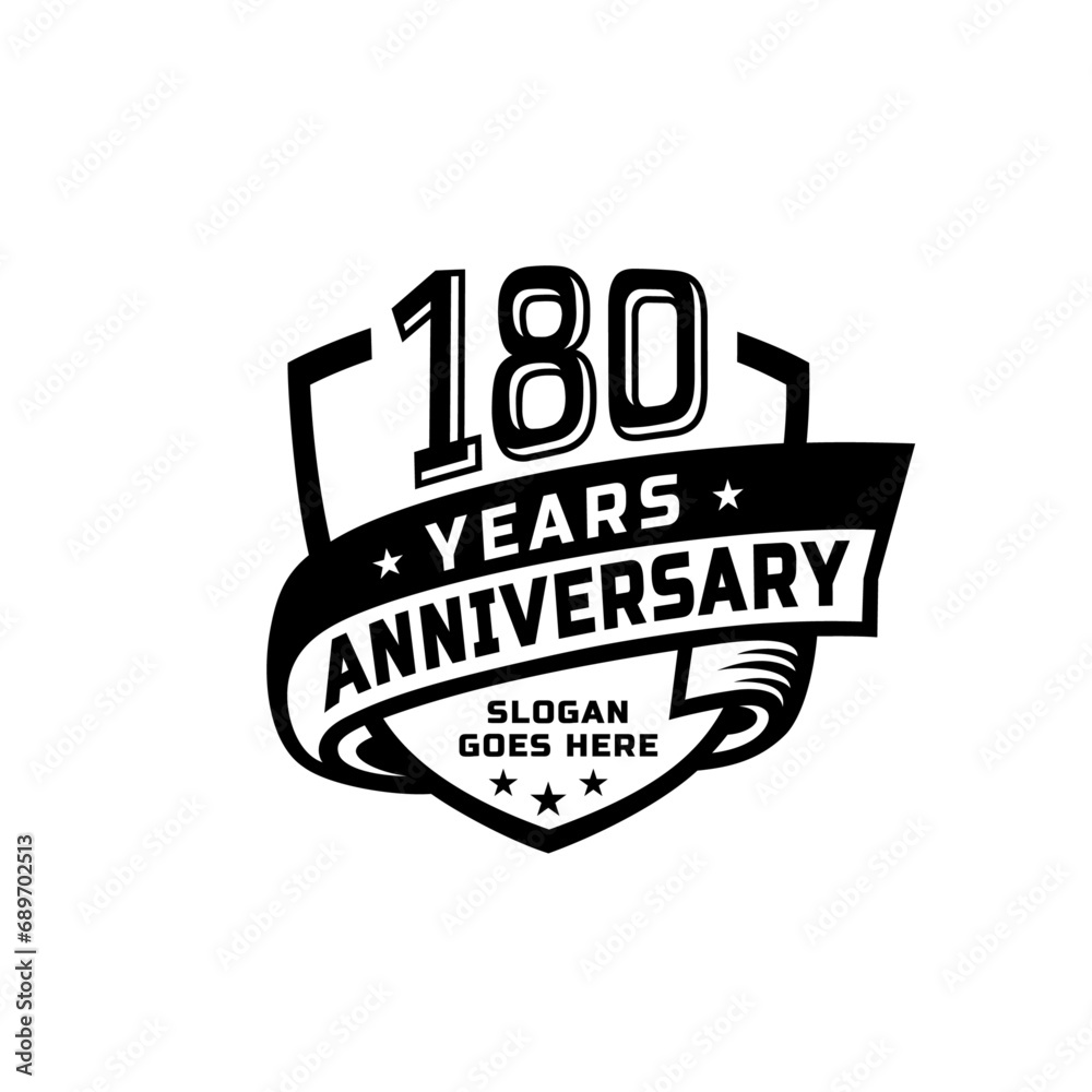 180 years anniversary celebration design template. 180th anniversary logo. Vector and illustration.