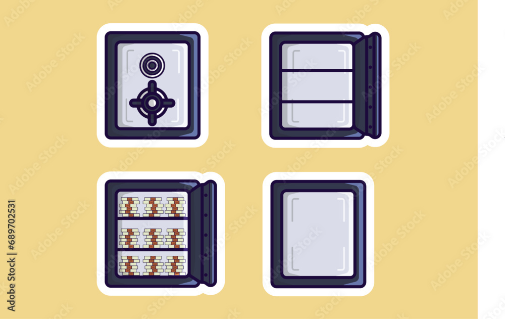 Bank Save Vault Box Sticker design vector illustration. Business ...