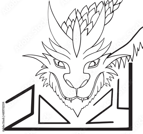Dragon is the symbol of 2024. Vector rafika
