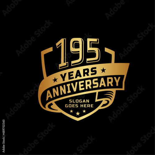 195 years anniversary celebration design template. 195th anniversary logo. Vector and illustration.