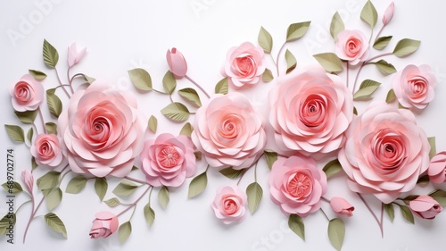 A bunch of pink roses on a white wall