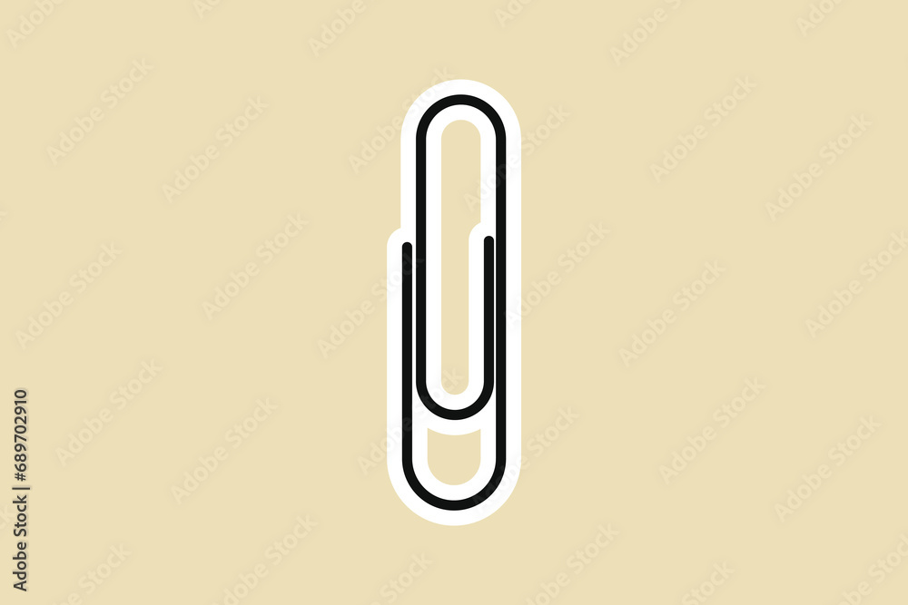 Stationery Paper Clip Sticker vector illustration. Education working equipment icon concept. Metal Paper clip sticker design logo with shadow. Stationery Paper Clip Sticker vector illustration. Education working equipment icon concept. Metal Paper clip sticker design logo with shadow.
