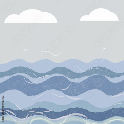 Clouds and ocean waves background design © MuhammadKhalid