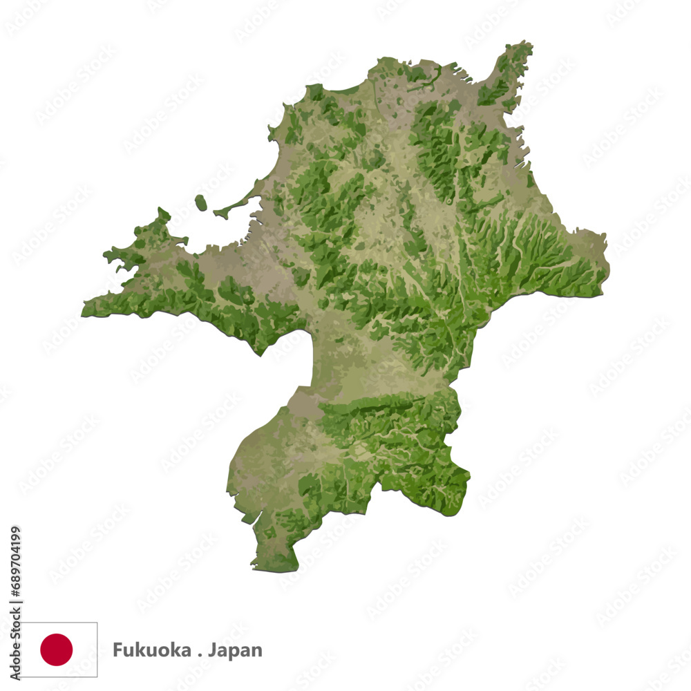 Fukuoka, Prefecture of Japan Topographic Map (EPS)