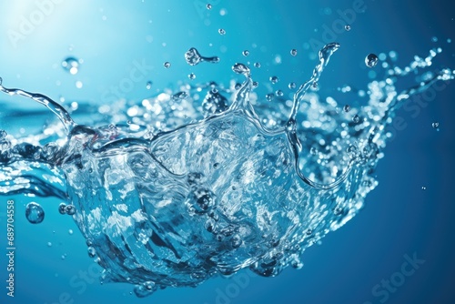 A blue background with water splashing on it