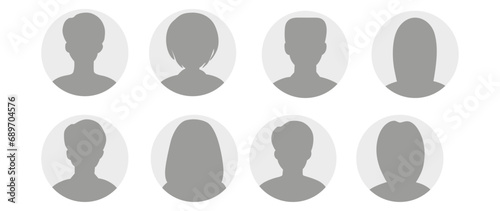 Vector flat illustration in grayscale. A set of eight business user profiles. Men and women profile icon. Suitable for social media profiles, icons, screensavers and as a template.