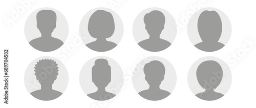 Vector flat illustration in grayscale. A set of eight business user profiles. Men and women profile icon. Suitable for social media profiles, icons, screensavers and as a template.