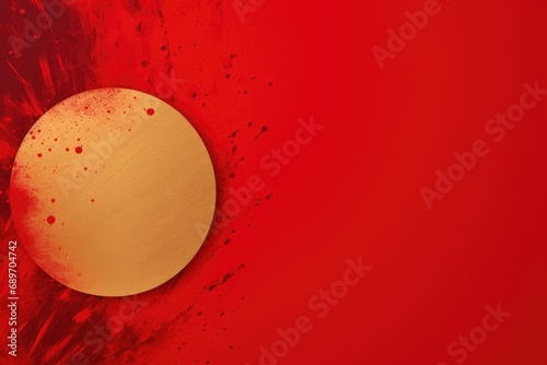 An egg is sitting on a red surface