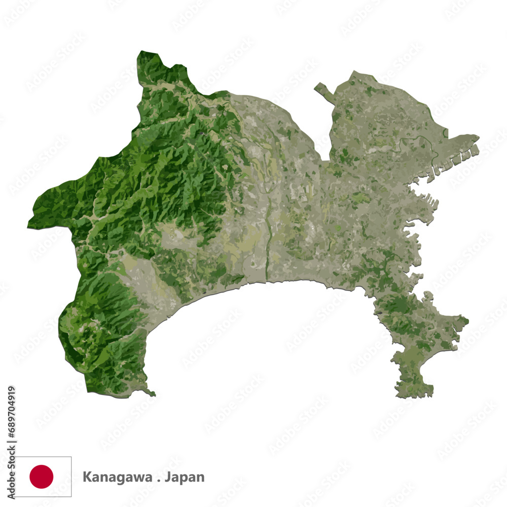 Kanagawa, Prefecture of Japan Topographic Map (EPS)