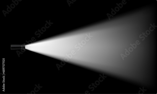  flashlight black background vector. spotlight ray on stage dark room. Light on blackout