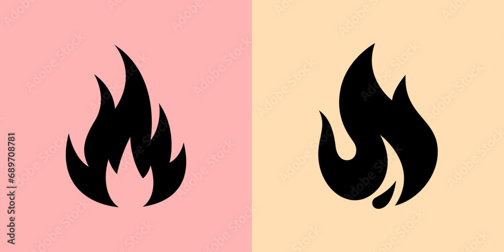 Flame symbol silhouettes on a color background Flame symbol silhouettes on a color background