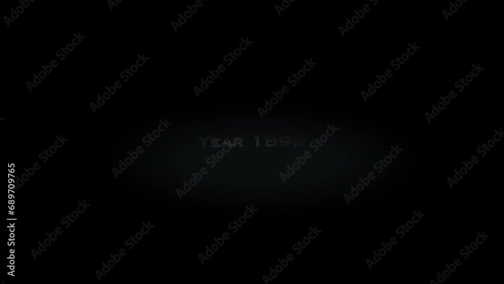 Year 1896 3D title metal text on black alpha channel background Year 1896 3D title metal text on black alpha channel background