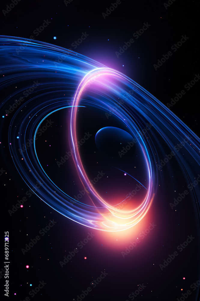 stylish wallpaper with neon glowing light trail, swirls and circles, in style of purple and blue stylish wallpaper with neon glowing light trail, swirls and circles, in style of purple and blue