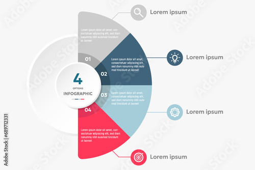 Circle chart infographic template with 4 options for presentations photo