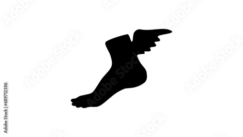 Hermes foot, black isolated silhouette