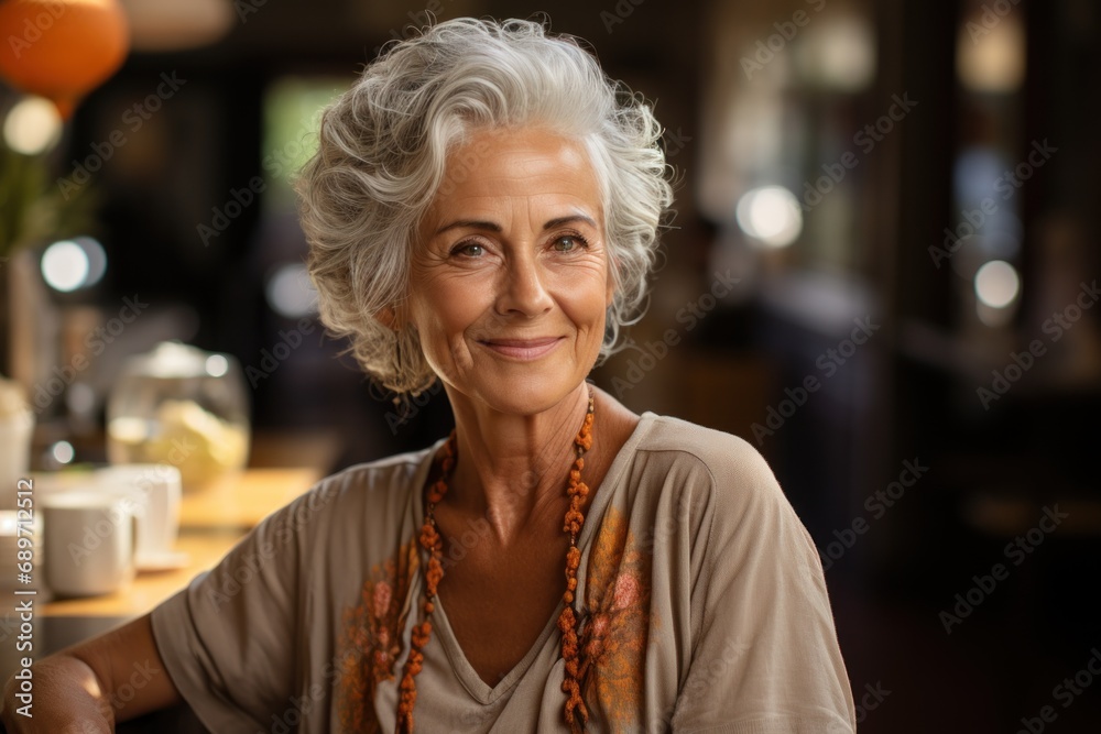 portrait of old woman in cafe portrait of old woman in cafe