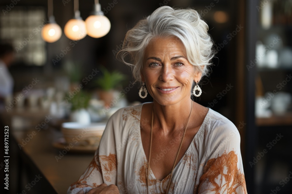 portrait of a senior woman in cafe 