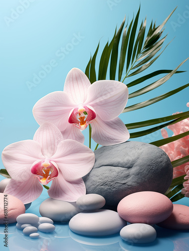 spa stones and orchid