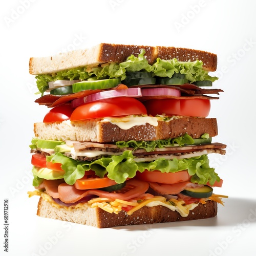a large sandwich with different vegetables