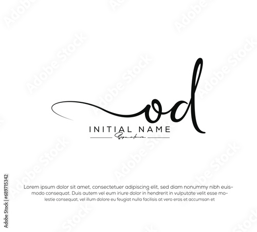 od o d initial letter handwriting and signature logo