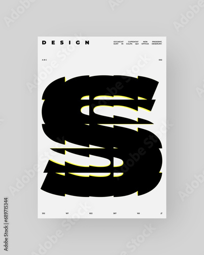 Abstract Posters Design. Vertical A4 format. Modern placard. Refraction and Distortion Glass Effect. Minimal vector illustration.