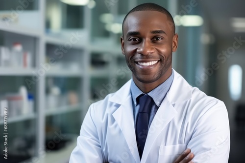Smiling African American Male Doctor In Modern Hospital Highquality Photo