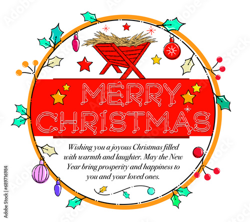 'Merry Christmas' Card Illustration for Your Festive Creations! Capturing the spirit of the season, it's the perfect addition to your festive designs.