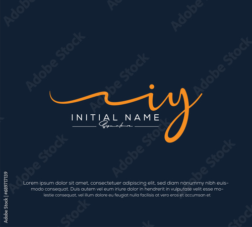 iy i y initial letter handwriting and signature logo photo