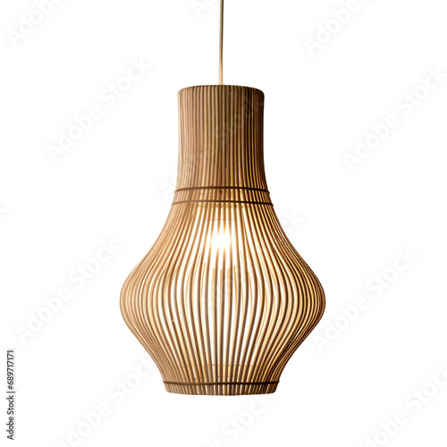 Rattan ceiling lamp, Elegant Wicker Ceiling lamp, light bulb isolated on transparent background PNG	