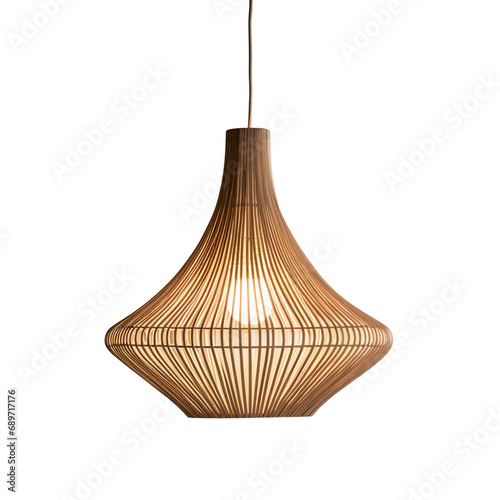 Rattan ceiling lamp, Elegant Wicker Ceiling lamp, light bulb isolated on transparent background PNG	 photo