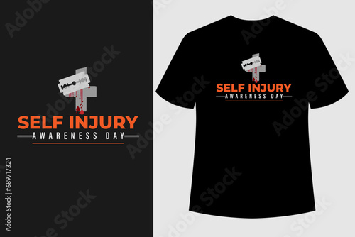 Vector illustration on the theme of Self Injury Awareness Day In honor of Adolescent t shirt design