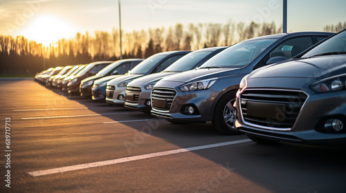 Cars in a row. Used car sales. photo