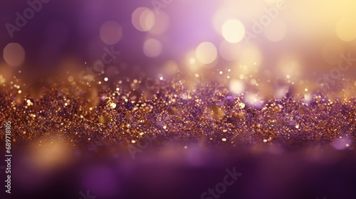 backgrounds and backdrops for the design of presentations or wallpaper: purple and gold sequins and sparkles, sparkles bokeh, soft focus