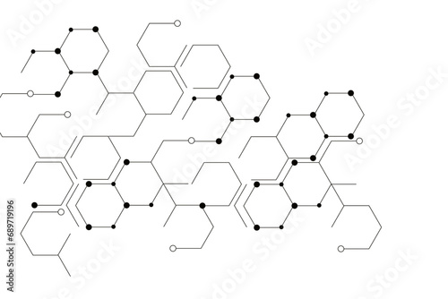 Hexagon geometric chemical pattern design,Molecular background photo