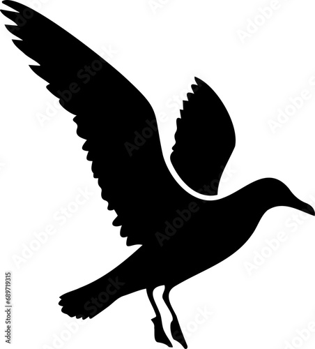 A Seagulls Silhouette On White Background Various Flying Seagull