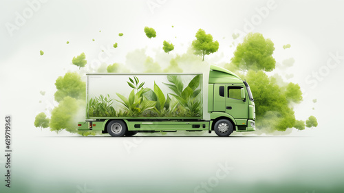 Futuristic hydrogen fuel cell truck