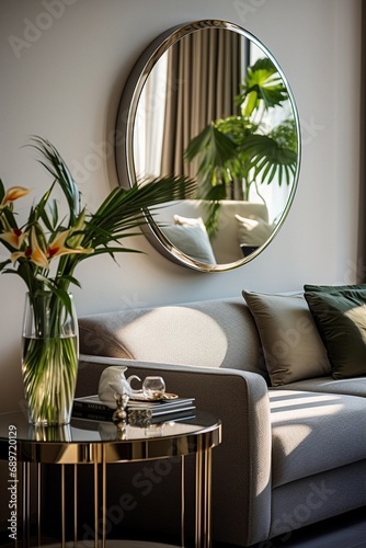 Close up of mirror in apartment