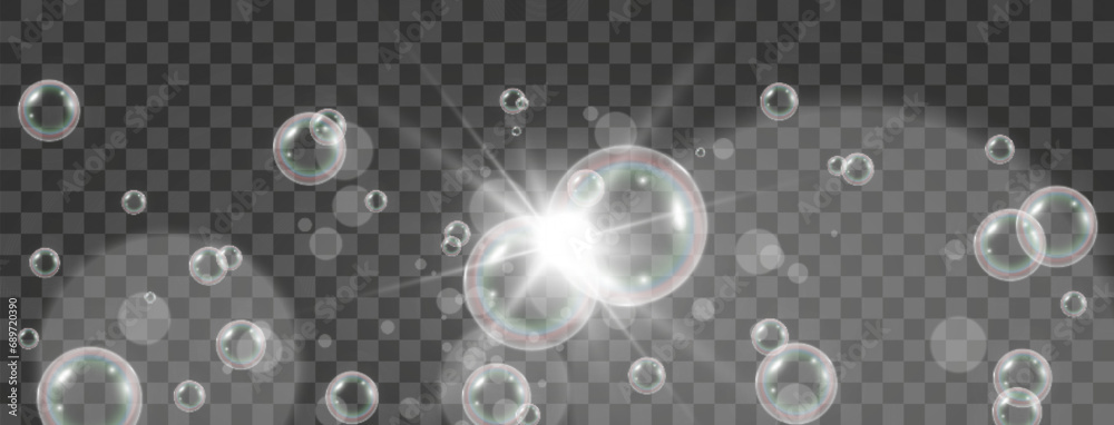 Modern realistic air bubbles under water.Illustration of air objects.
 - obrazy, fototapety, plakaty 