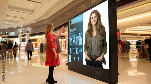 Digital signage with a screen in a mall, enhancing the shopping experience photo